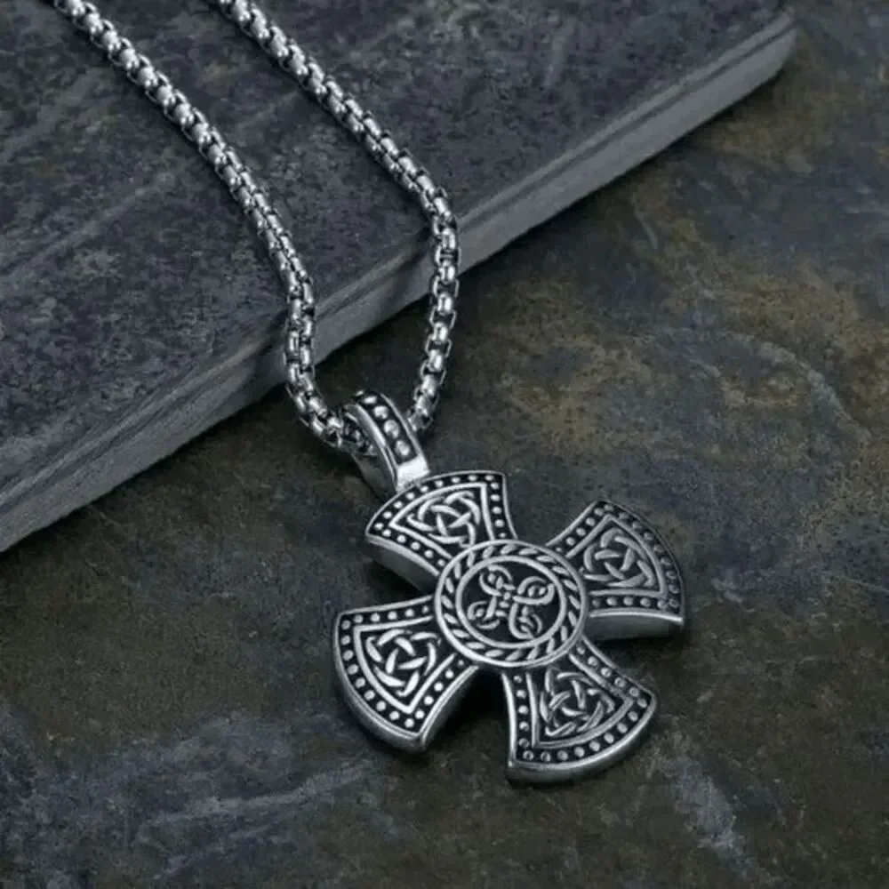 Stainless Steel Celtic Trinity Knot Cross Unisex Pendant Necklace